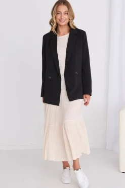 Ivy + Jack Mason Black Crepe Boyfriend Blazer