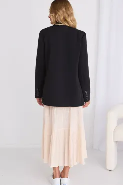 Ivy + Jack Mason Black Crepe Boyfriend Blazer