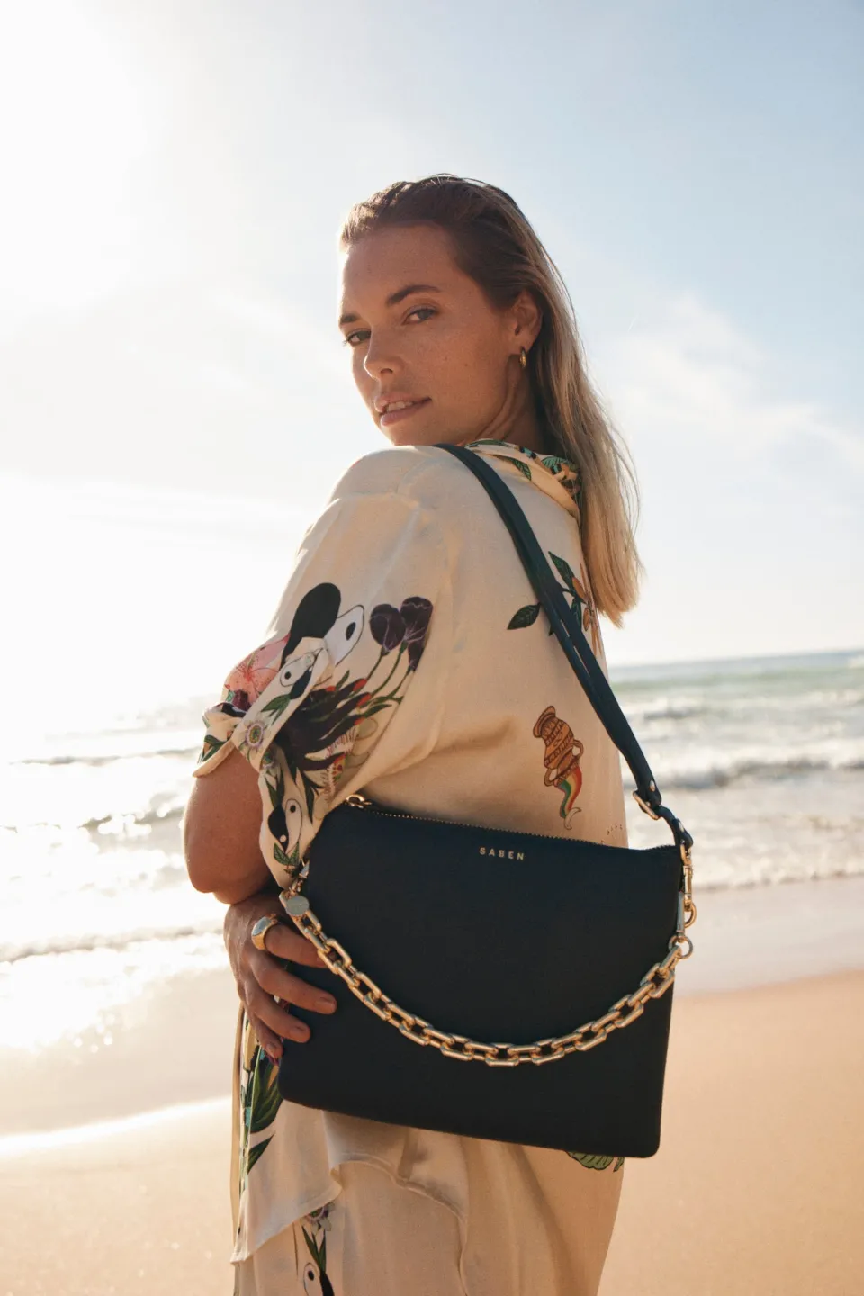 Saben Matilda Black Crossbody Bag with Chunky Chain