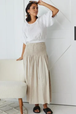 RE:UNION Label Matty White Linen Puff Sleeve Crop Top