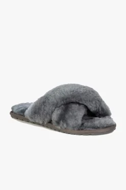 Emu Mayberry Charcoal Wool Crossover Slippers