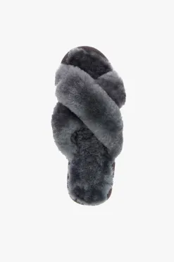 Emu Mayberry Charcoal Wool Crossover Slippers