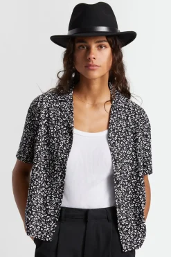 Brixton Messer Fedora Black Black Wool Felt Hat