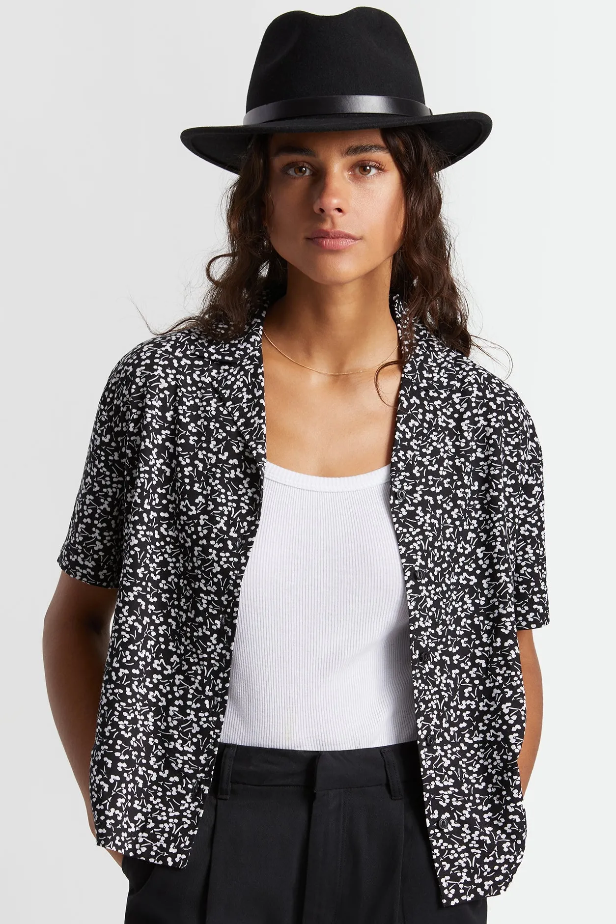 Brixton Messer Fedora Black Black Wool Felt Hat