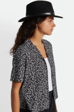 Brixton Messer Fedora Black Black Wool Felt Hat
