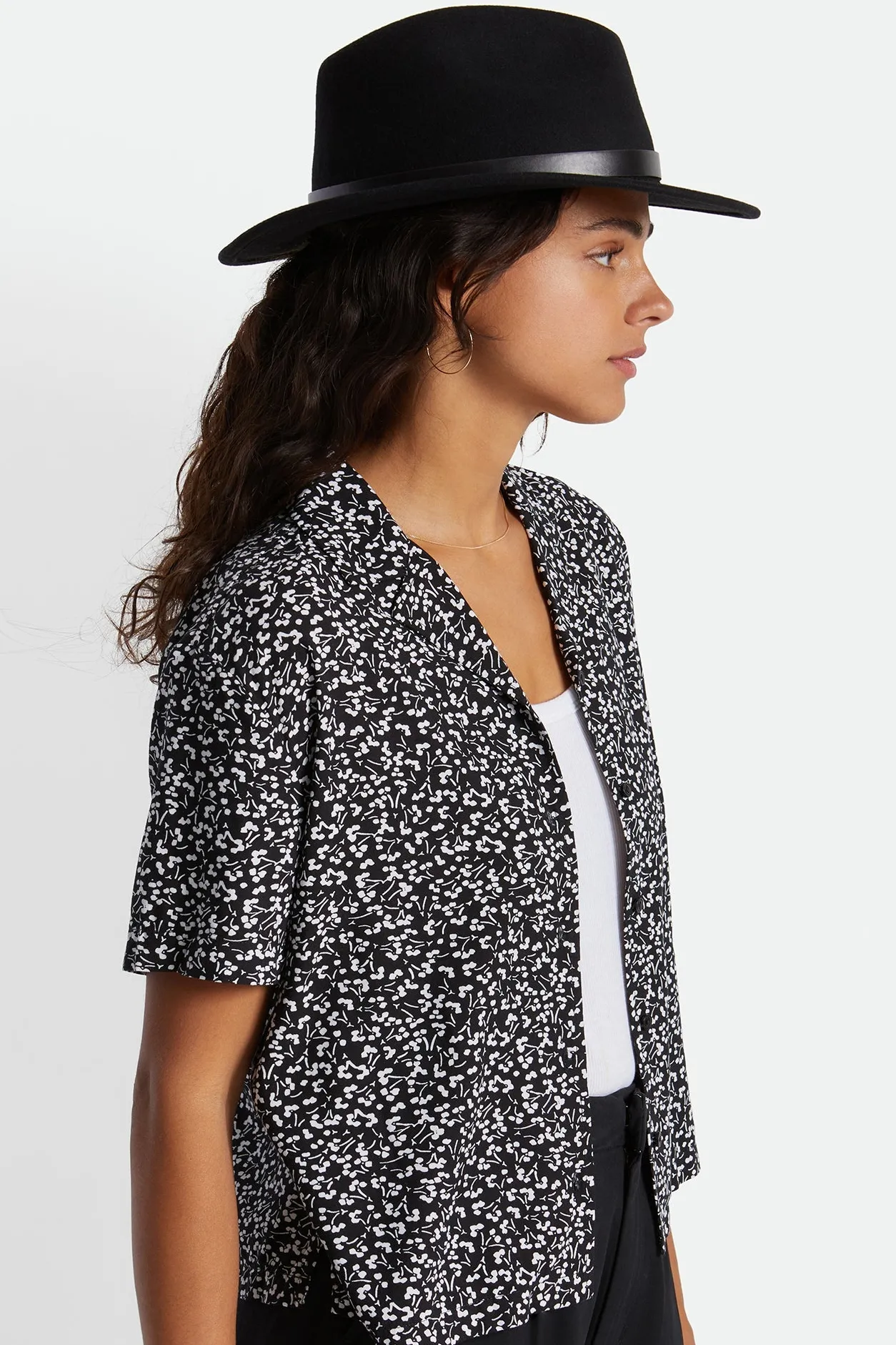 Brixton Messer Fedora Black Black Wool Felt Hat