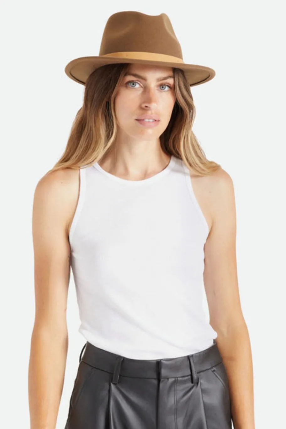 Brixton Messer Fedora Desert Palm Natural Wool Felt Hat