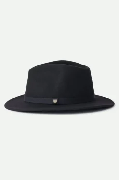 Brixton Messer Packable Fedora Black Wool Felt Hat