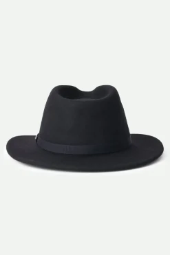 Brixton Messer Packable Fedora Black Wool Felt Hat