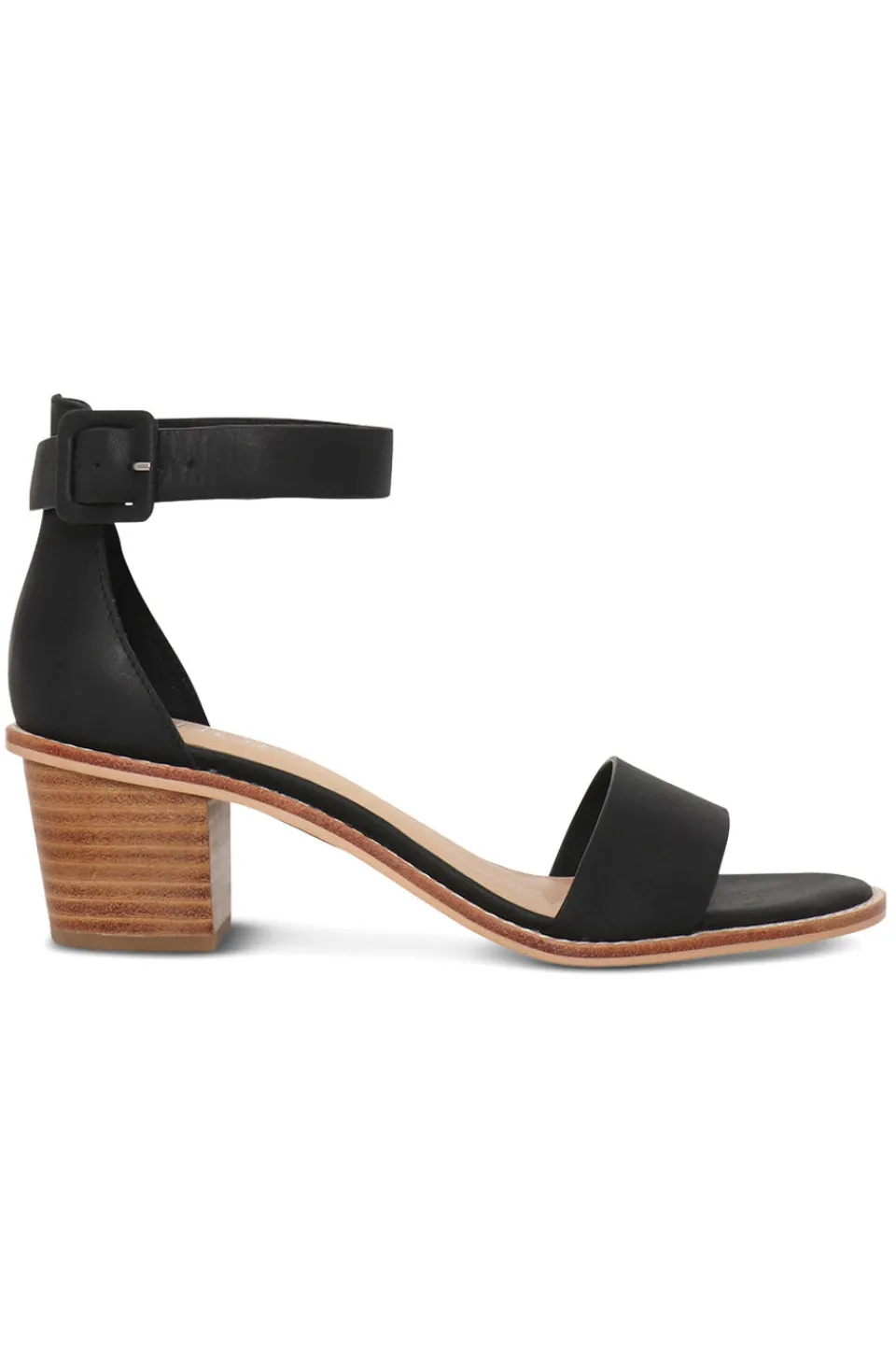 Nude Mickee Black Leather Ankle Strap Heel