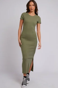 Silent Theory Mika Khaki SS Midi Dress