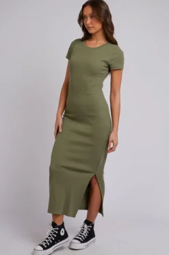Silent Theory Mika Khaki SS Midi Dress