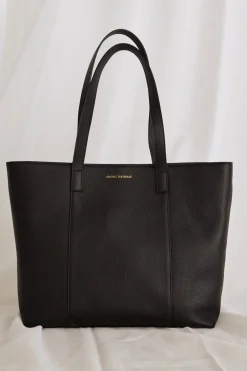 Among the Brave Milan Black Leather Tote Bag