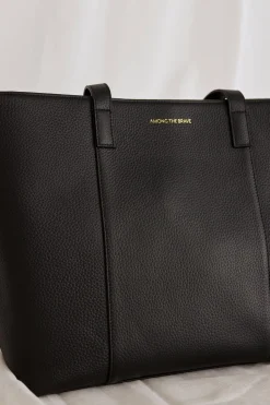 Among the Brave Milan Black Leather Tote Bag
