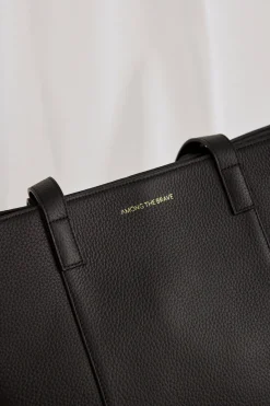 Among the Brave Milan Black Leather Tote Bag