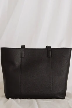 Among the Brave Milan Black Leather Tote Bag