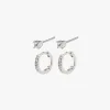 Pilgrim Mille Crystal Hoops and Earstuds EOL 2 in 1 Set Silver
