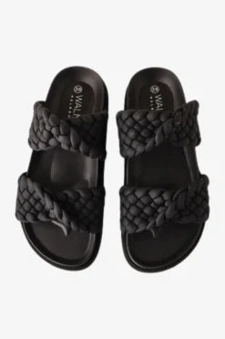 Walnut Mim Black Braided Slide