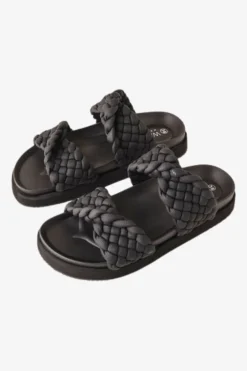 Walnut Mim Black Braided Slide