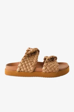 Walnut Mim Light Tan Braided Slide