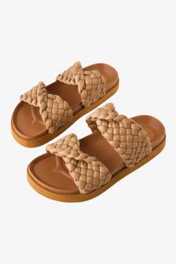 Walnut Mim Light Tan Braided Slide
