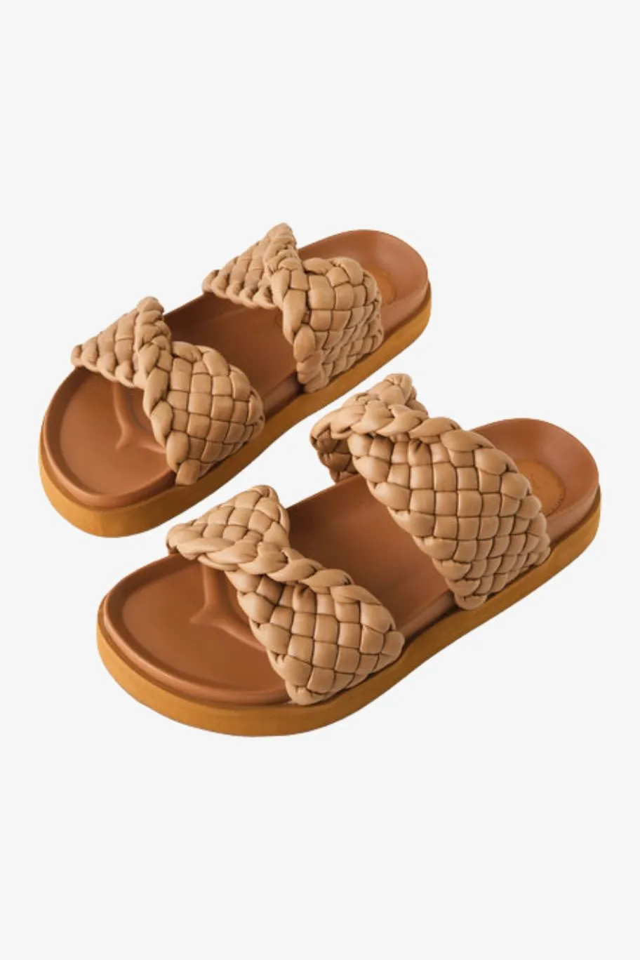 Walnut Mim Light Tan Braided Slide