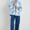 Among the Brave Mindful Blue Check Oversized Shacket
