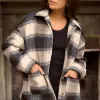 Among the Brave Mindful Charcoal Check Oversized Shacket