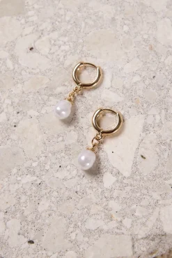Humble + Heart Mini Pearl Huggie Gold Earrings