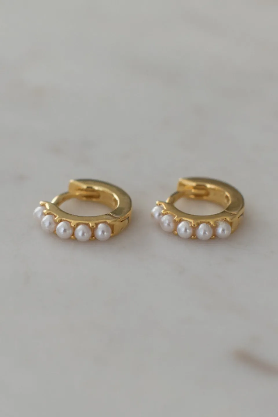 Sophie Mini Pearl Huggies Earrings Gold