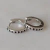 Sophie Mini Rock Huggies Earrings Black Silver