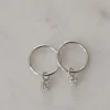 Sophie Mini Rock Sleeper Earrings Clear Silver
