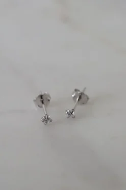 Sophie Mini Rock Stud Earrings Clear Silver