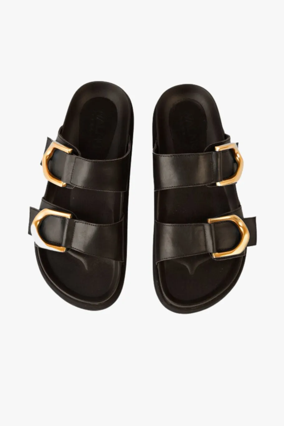 Walnut Mint Black Leather Buckle Slide