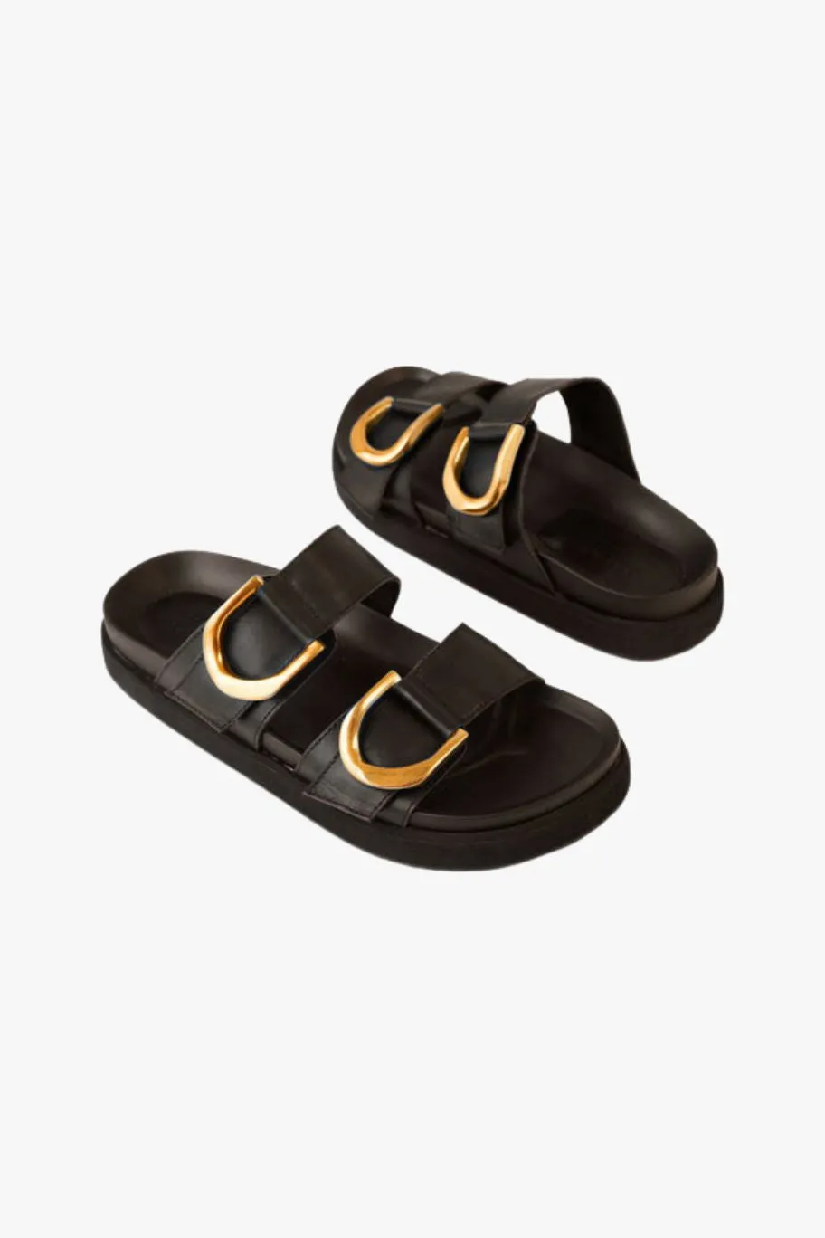 Walnut Mint Black Leather Buckle Slide