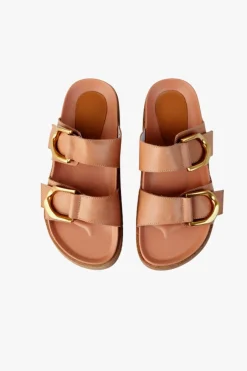 Walnut Mint Coconut Tan Leather Buckle Slide