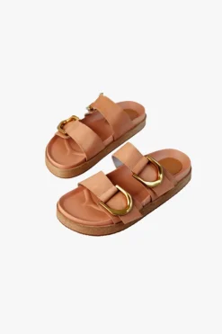 Walnut Mint Coconut Tan Leather Buckle Slide