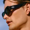 Le Specs Monopoly Tort Narrow Khaki Mono Lens Sunglasses