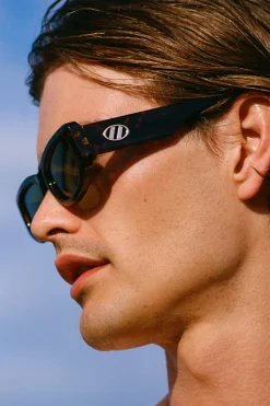 Le Specs Monopoly Tort Narrow Khaki Mono Lens Sunglasses