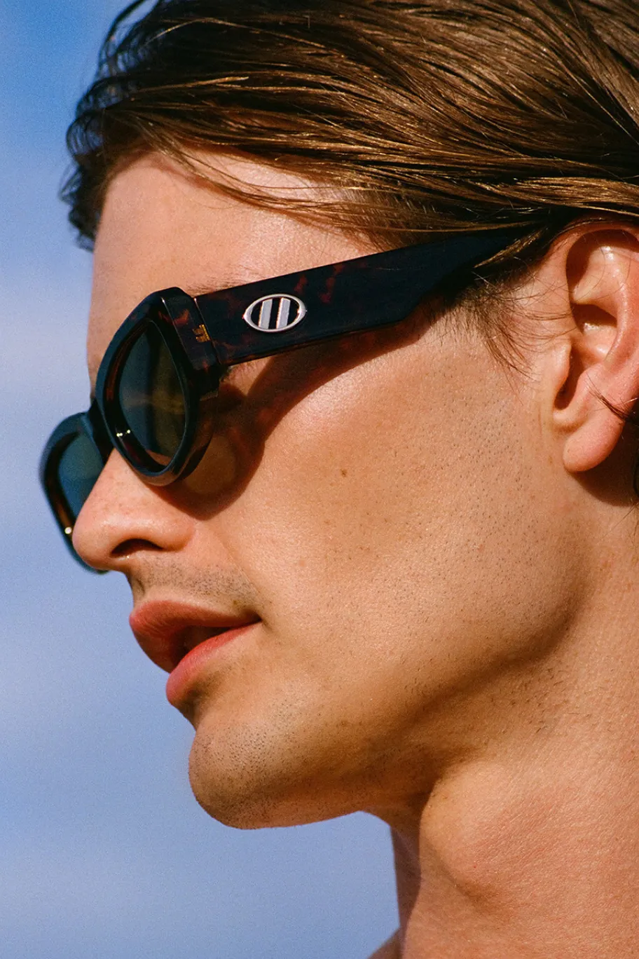 Le Specs Monopoly Tort Narrow Khaki Mono Lens Sunglasses