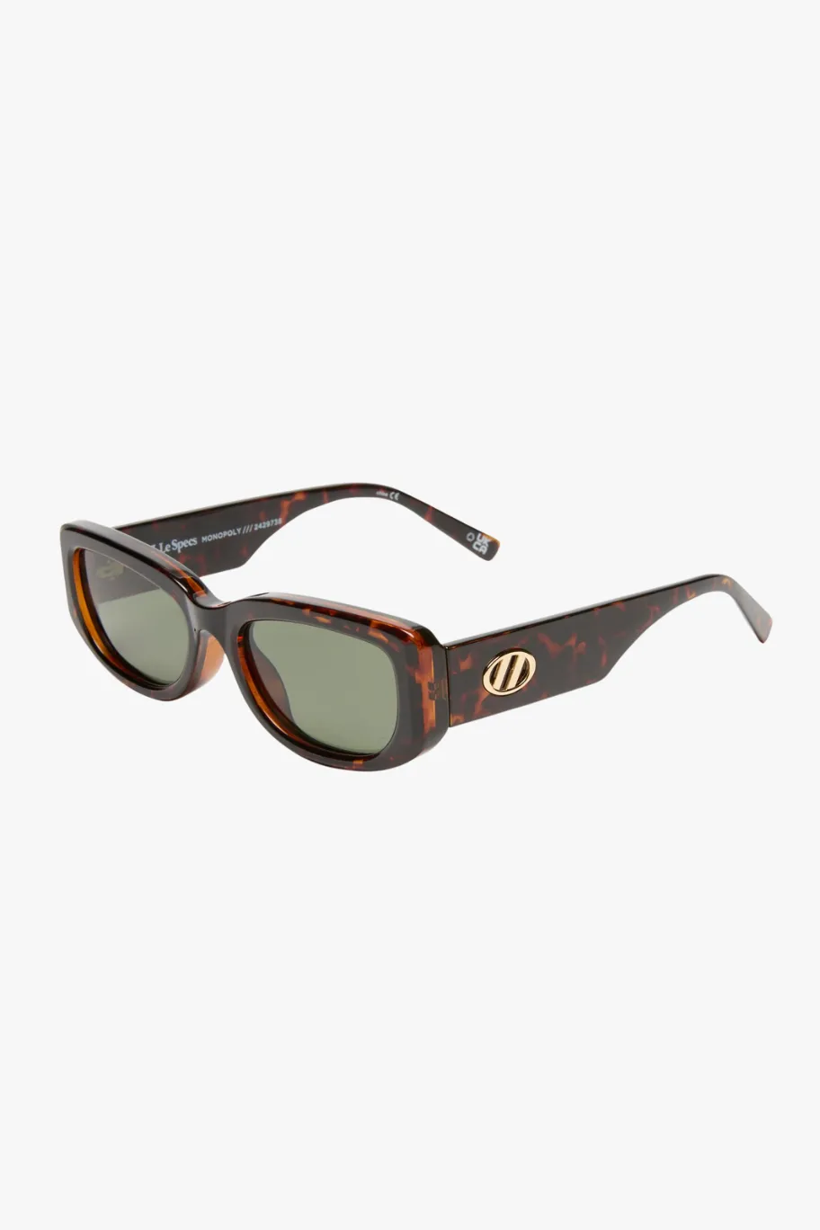Le Specs Monopoly Tort Narrow Khaki Mono Lens Sunglasses