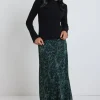 Ivy + Jack Monument Khaki Ditsy Print Bias Maxi Skirt