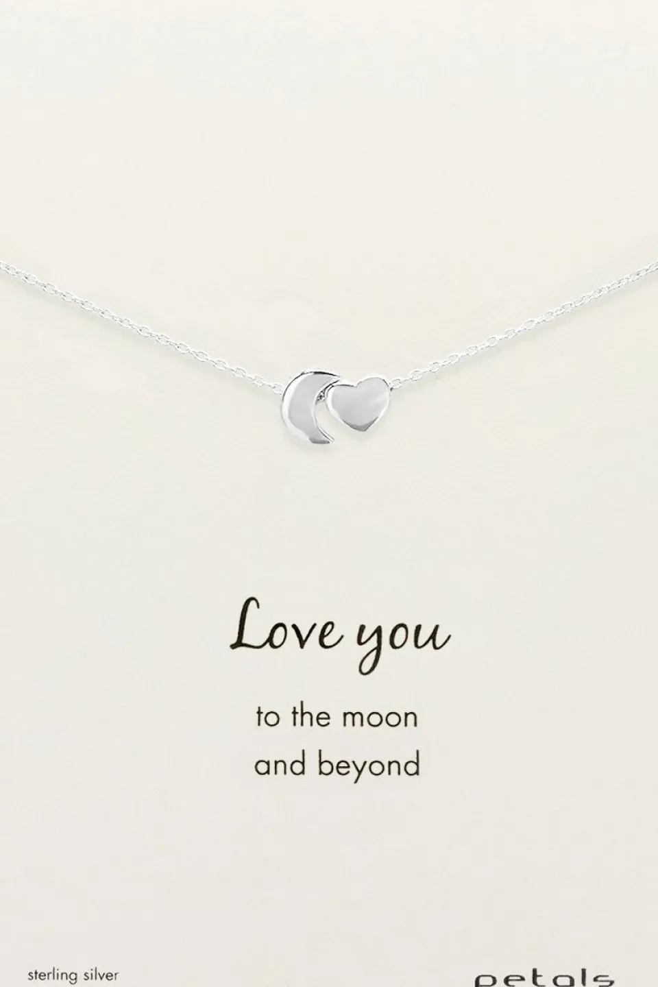 Petals Moon + Heart Sterling Silver Necklace