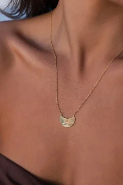 Love Lunamei Moonbeams 18k Gold Plate with Blush Pink Stone Necklace