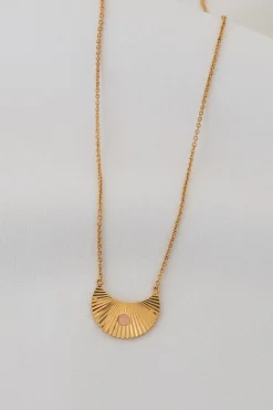 Love Lunamei Moonbeams 18k Gold Plate with Blush Pink Stone Necklace