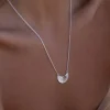Love Lunamei Moonbeams Sterling Silver Plate with Mint Stone Necklace