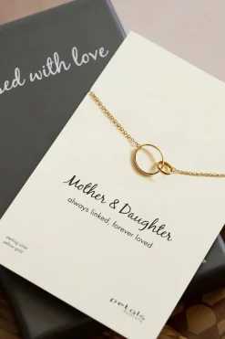 Petals Mother + Daughter 14k Gold Plate Double Circle Necklace