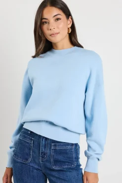 Ivy + Jack Motivation Ice Blue Funnel Neck Fine Knit Jumper