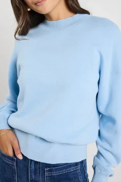 Ivy + Jack Motivation Ice Blue Funnel Neck Fine Knit Jumper