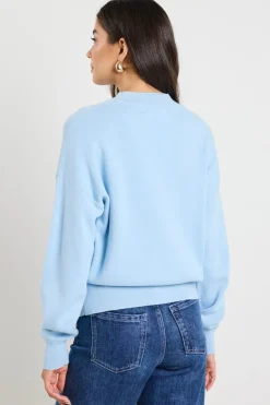 Ivy + Jack Motivation Ice Blue Funnel Neck Fine Knit Jumper
